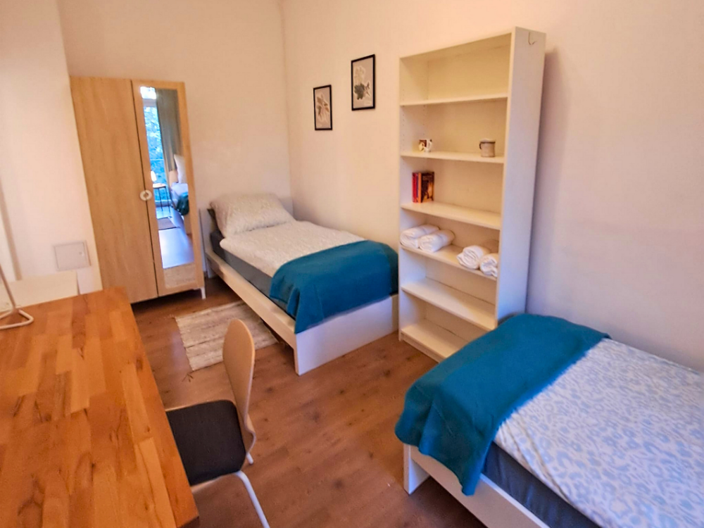 City Hideaways Ferienwohnung Mühle O2 Schlafzimmer mit 2 Betten